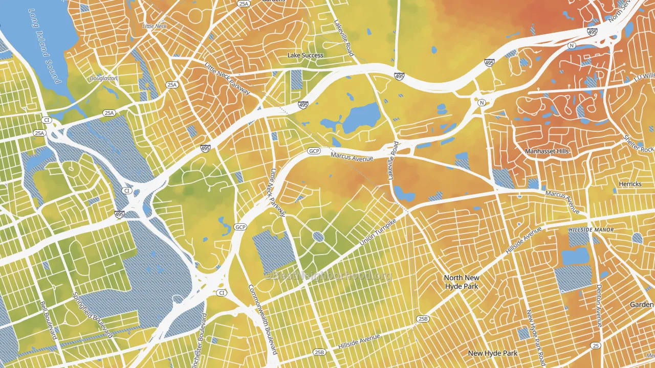 Bike Grade map of 11005, NY