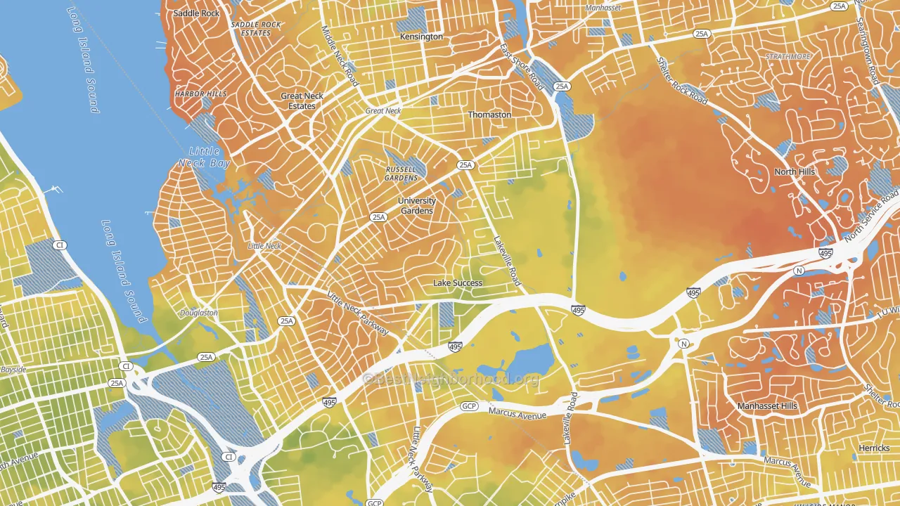Bike Grade map of 11020, NY