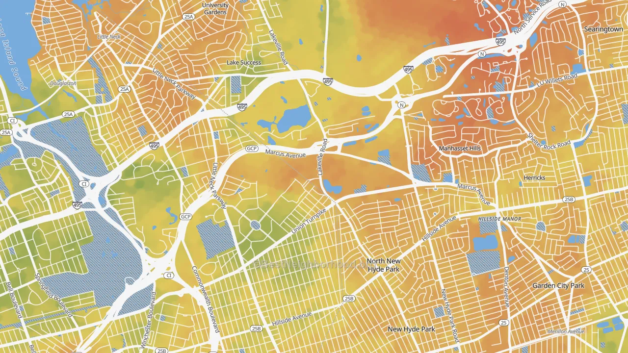 Bike Grade map of 11042, NY