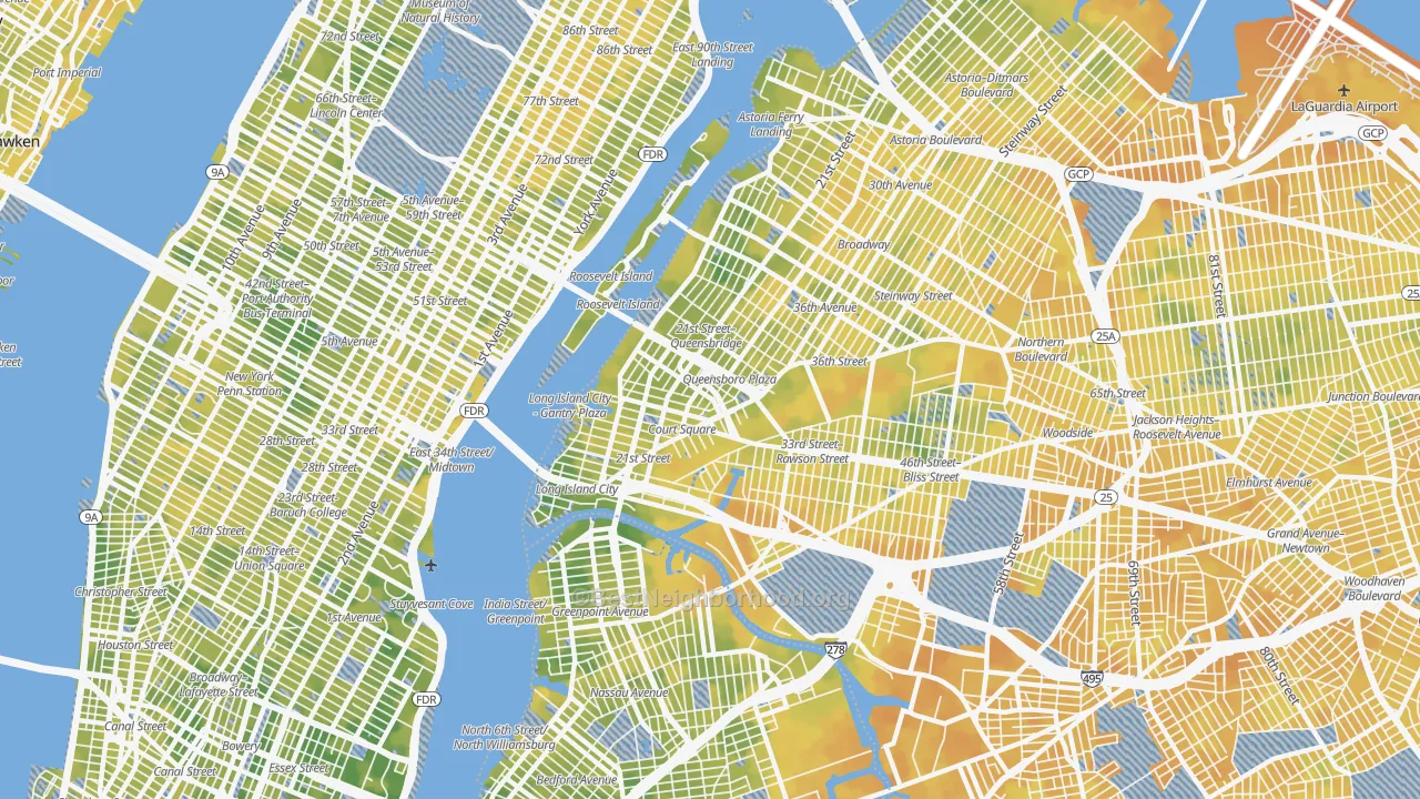 Bike Grade map of 11101, NY