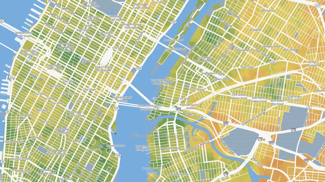 Bike Grade map of 11109, NY