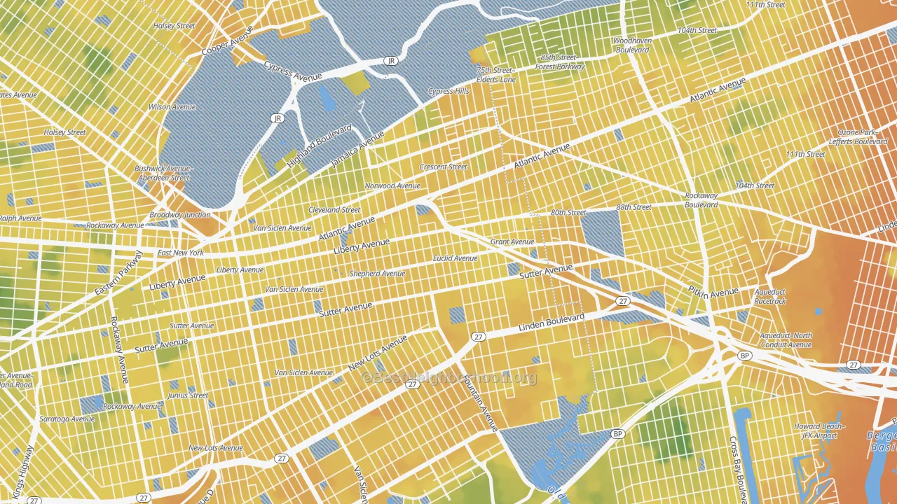 Bike Grade map of 11208, NY