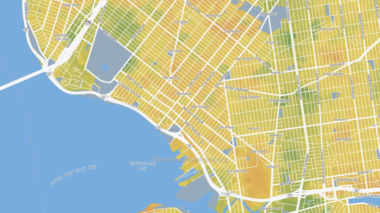 Bike Grade map of 11214, NY