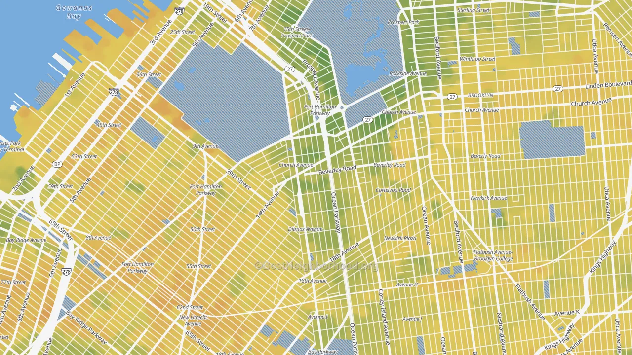 Bike Grade map of 11218, NY