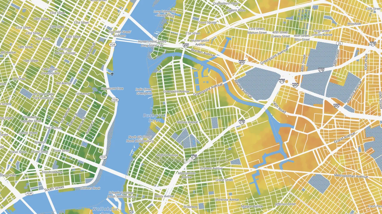 Bike Grade map of 11222, NY