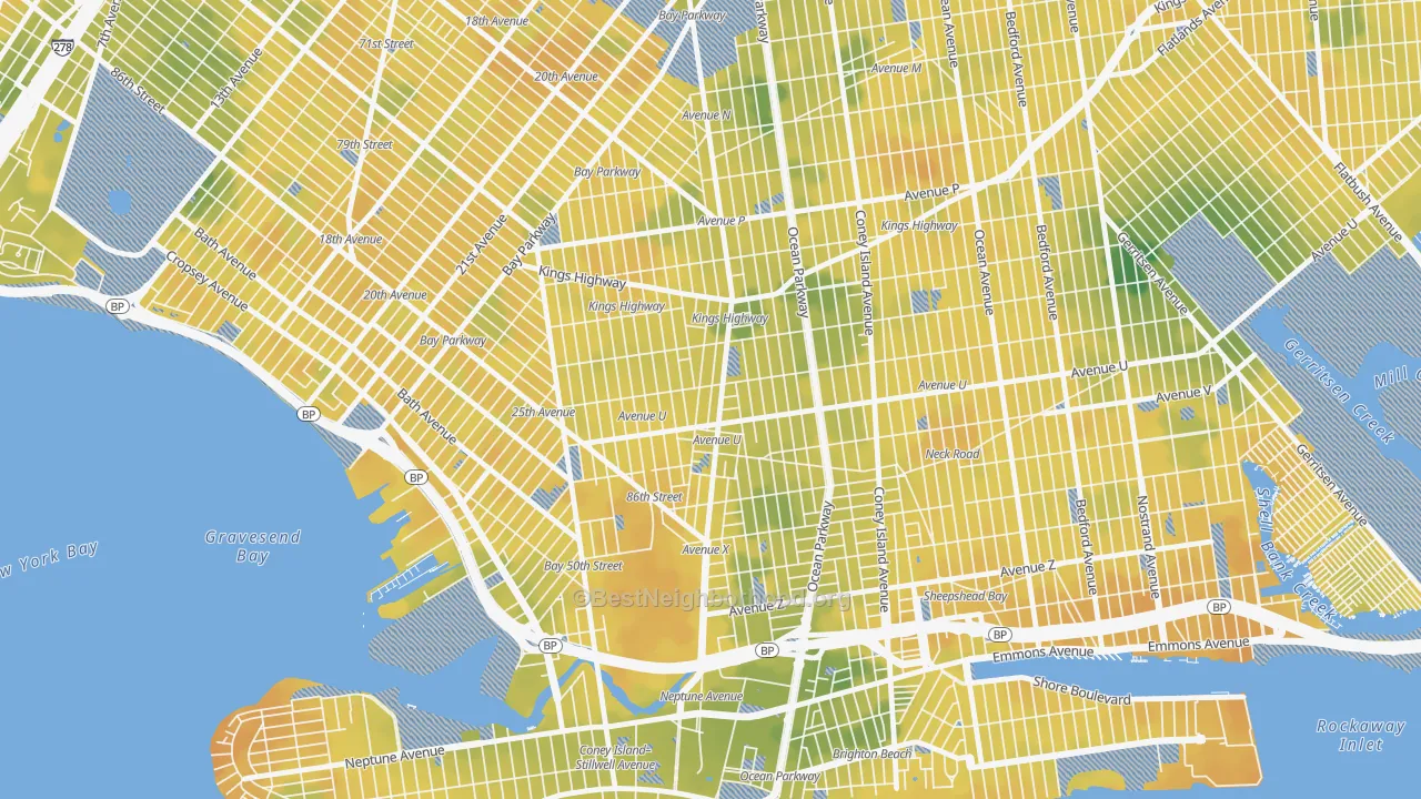 Bike Grade map of 11223, NY