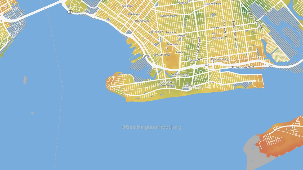 Bike Grade map of 11224, NY