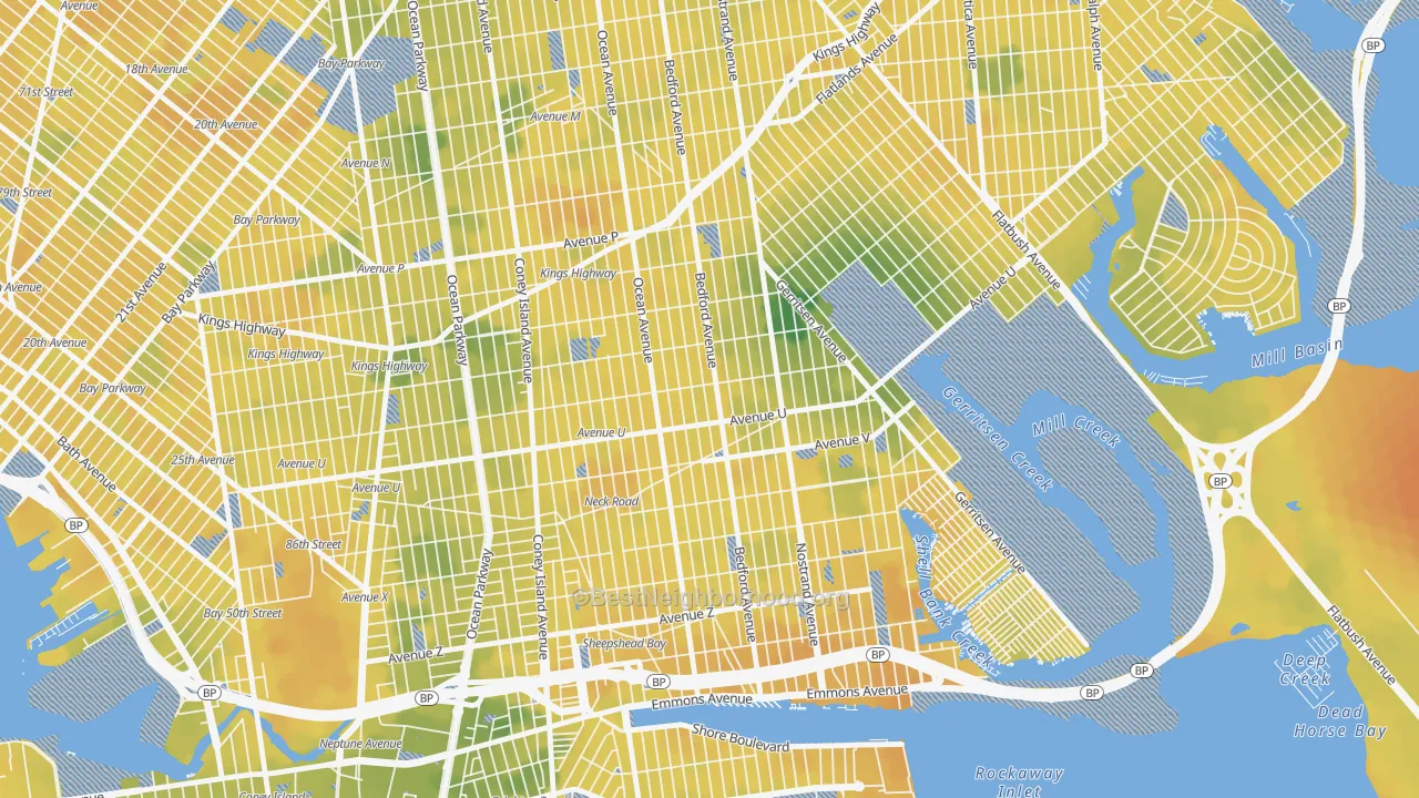 Bike Grade map of 11229, NY