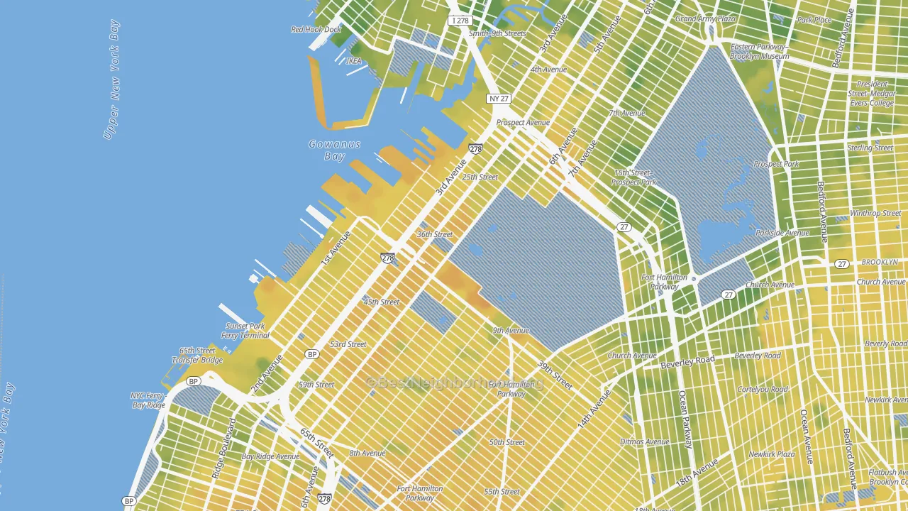 Bike Grade map of 11232, NY