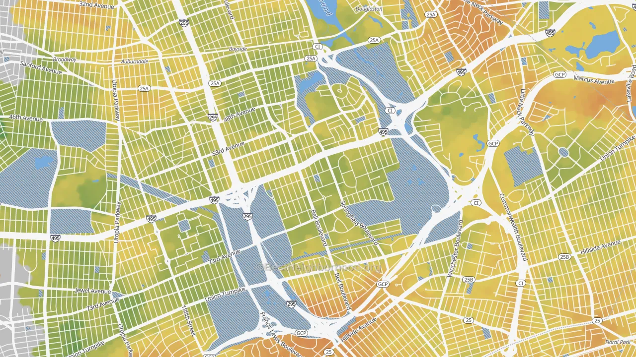 Bike Grade map of 11364, NY