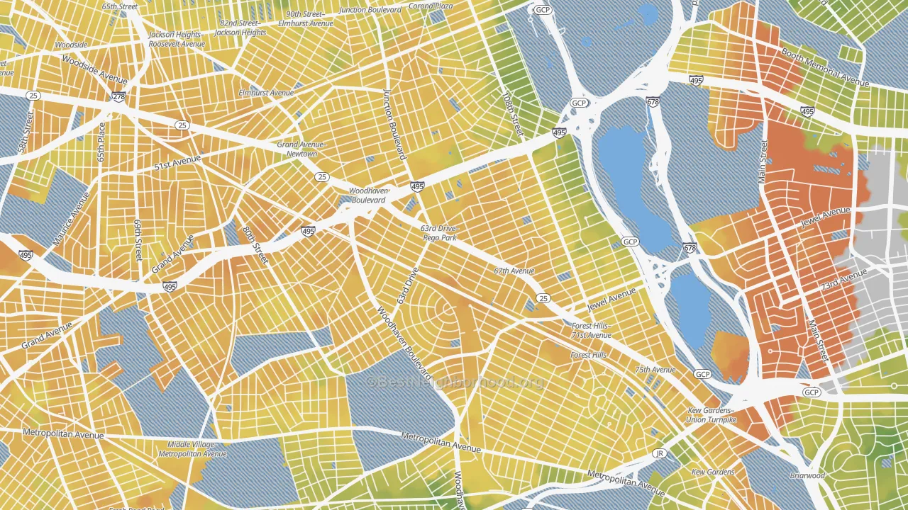Bike Grade map of 11374, NY
