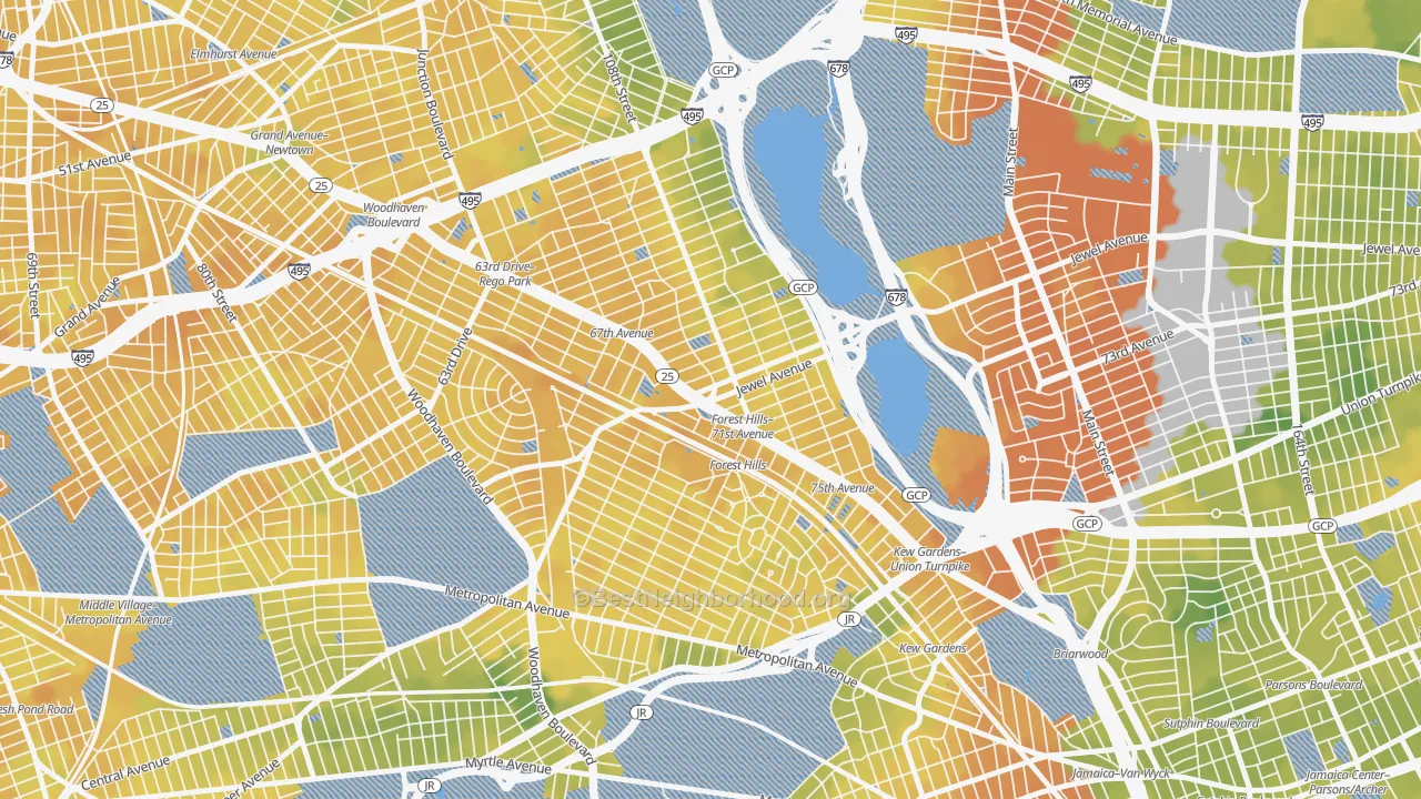Bike Grade map of 11375, NY