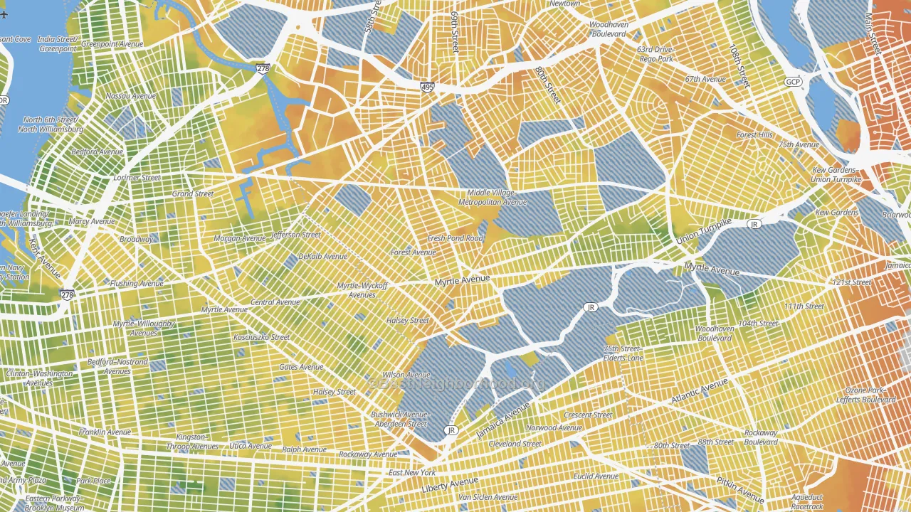 Bike Grade map of 11385, NY