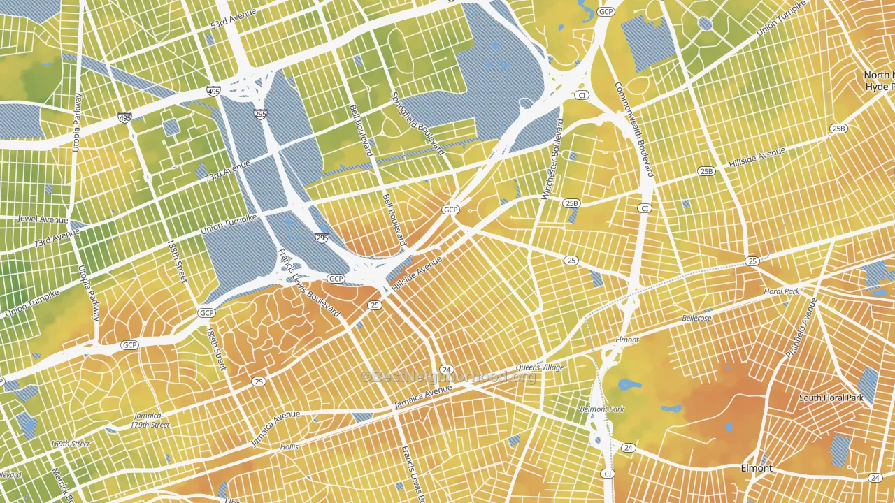 Bike Grade map of 11427, NY