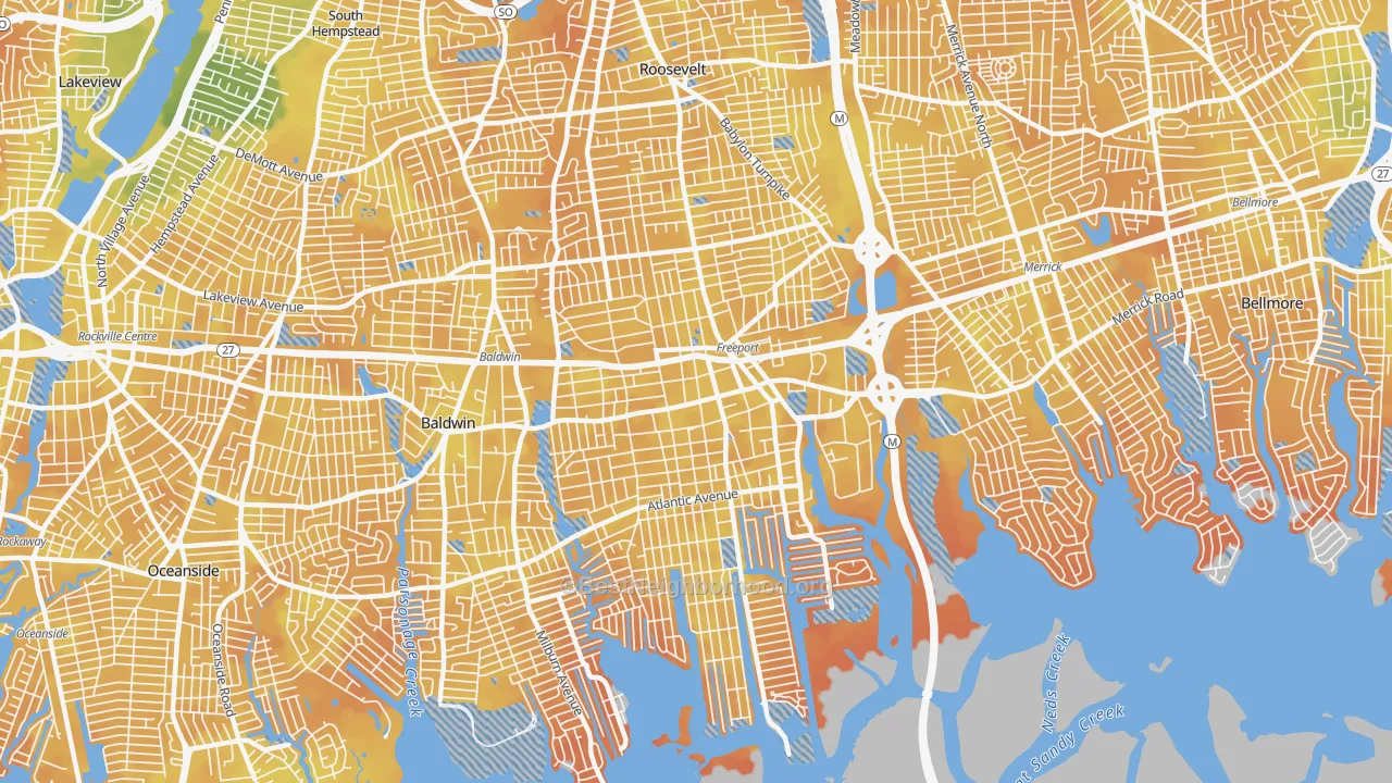 Bike Grade map of 11520, NY