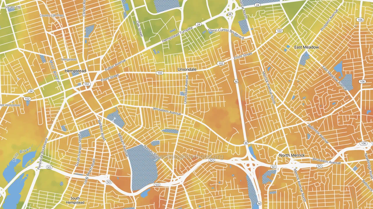 Bike Grade map of 11553, NY