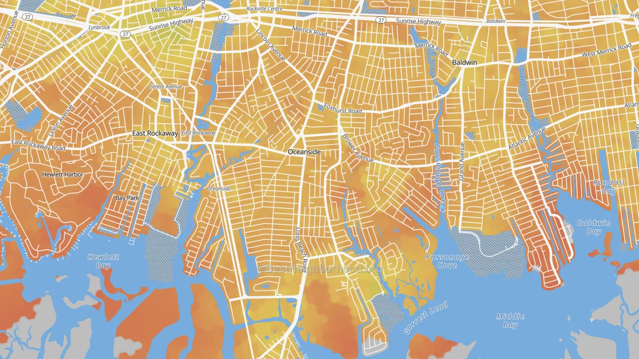 Bike Grade map of 11572, NY