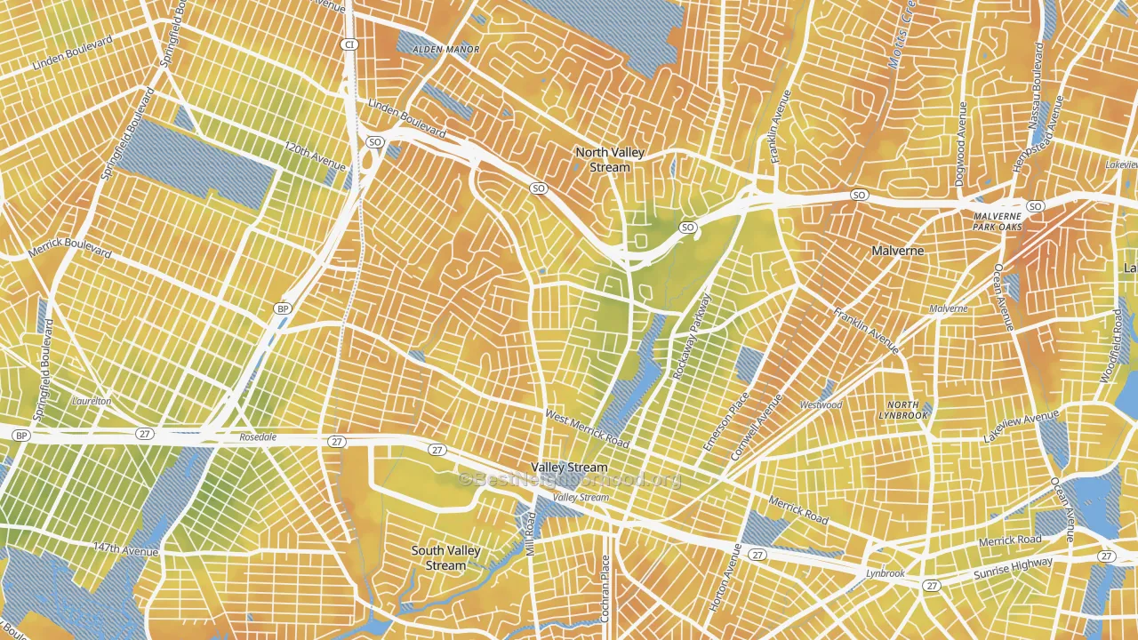 Bike Grade map of 11580, NY