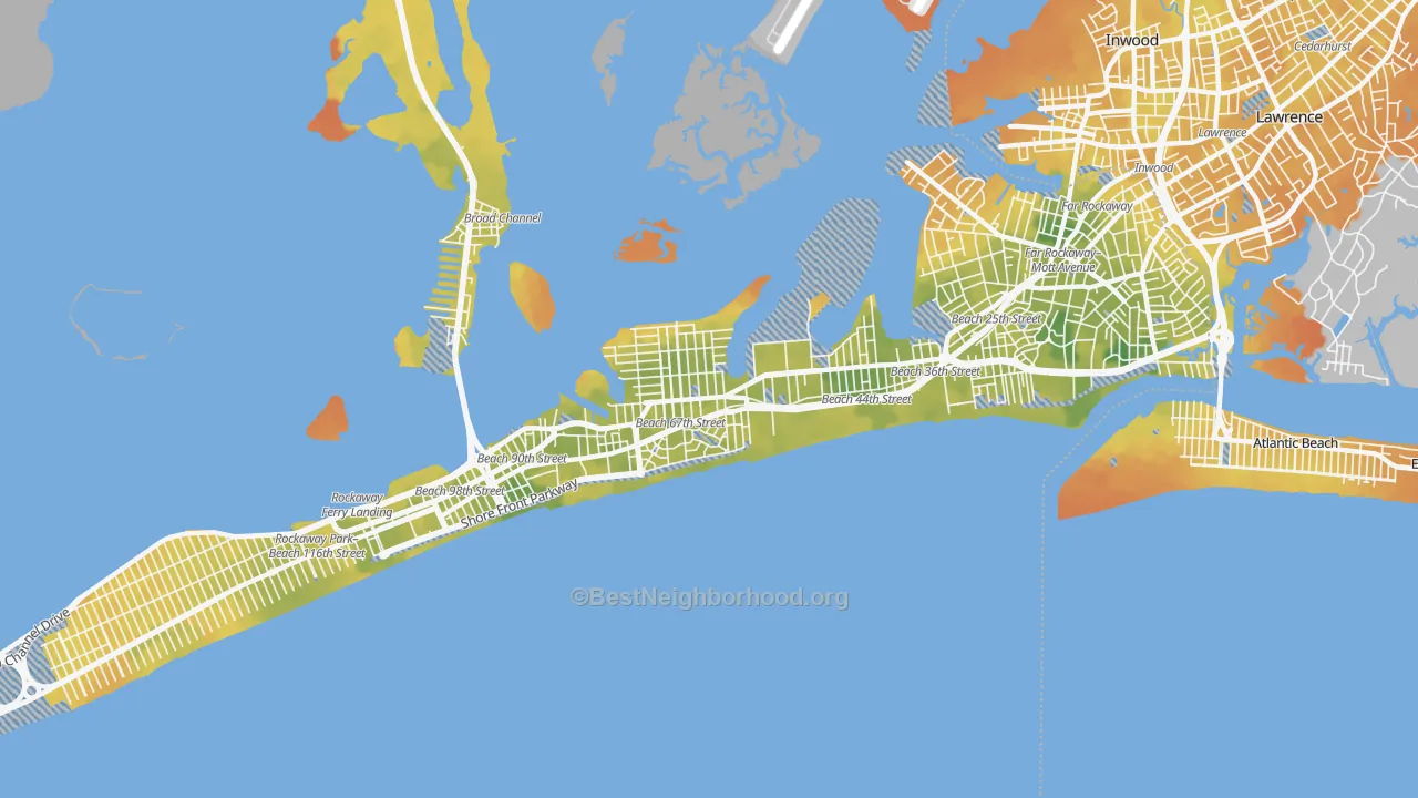Bike Grade map of 11692, NY