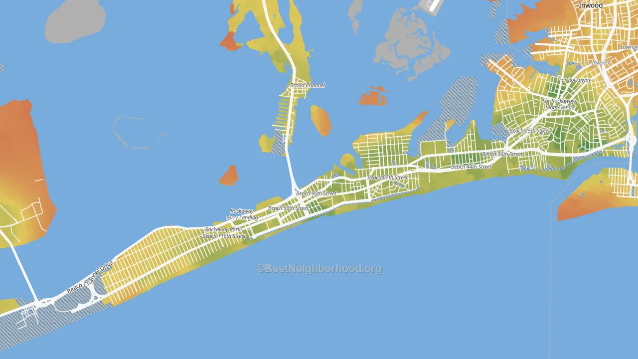 Bike Grade map of 11693, NY