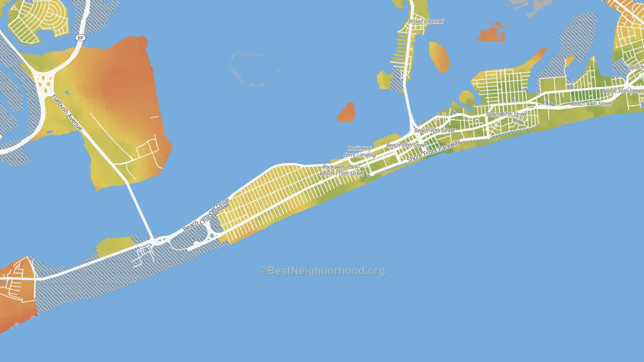 Bike Grade map of 11694, NY