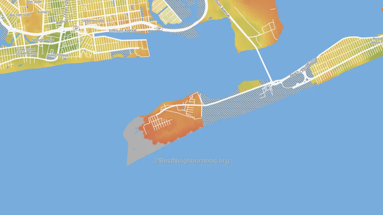 Bike Grade map of 11697, NY