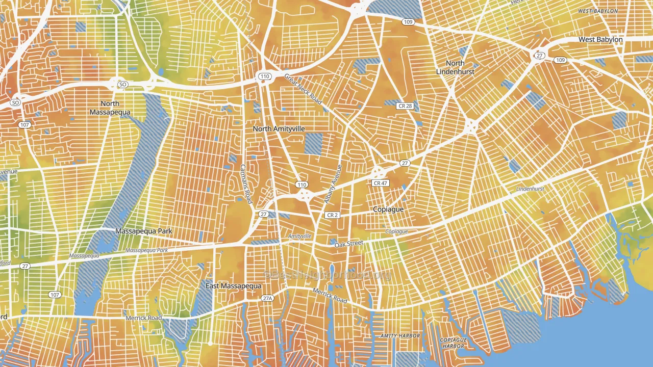 Bike Grade map of 11701, NY