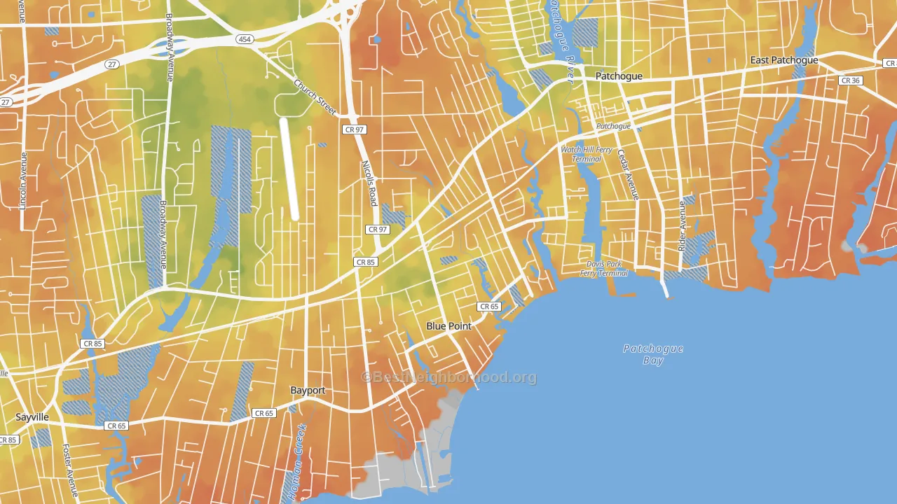 Bike Grade map of 11715, NY