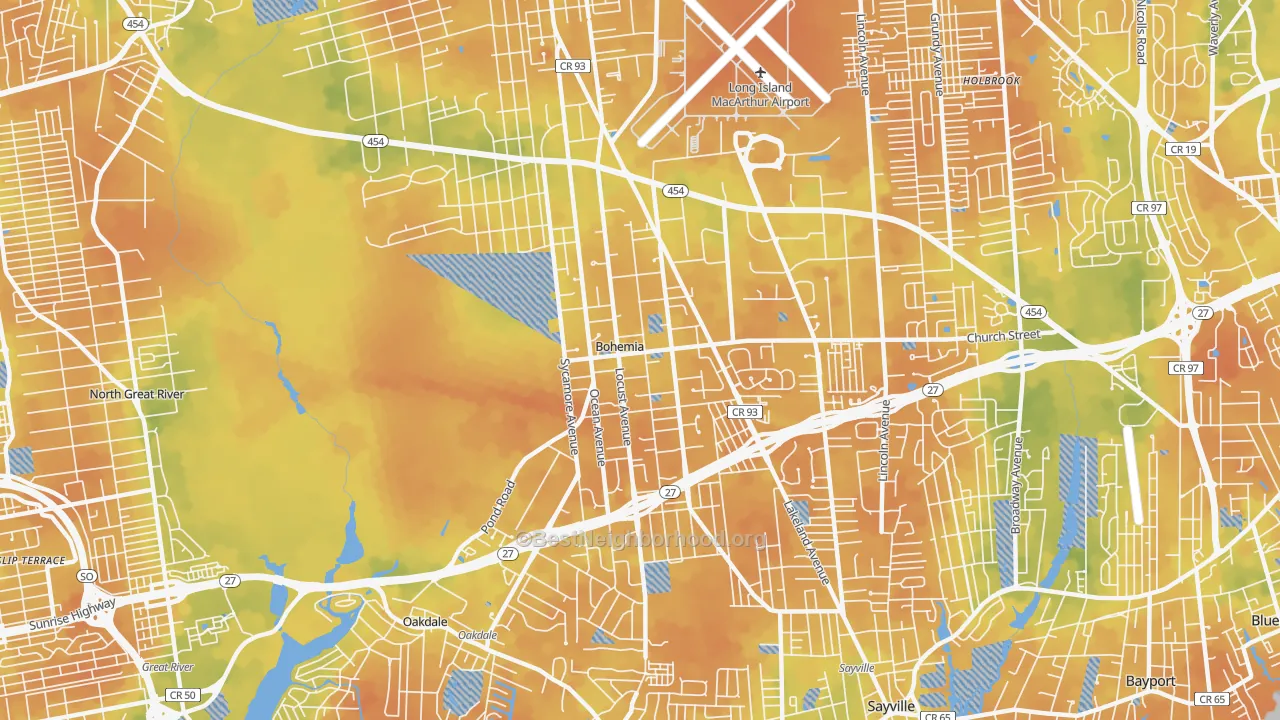 Bike Grade map of 11716, NY