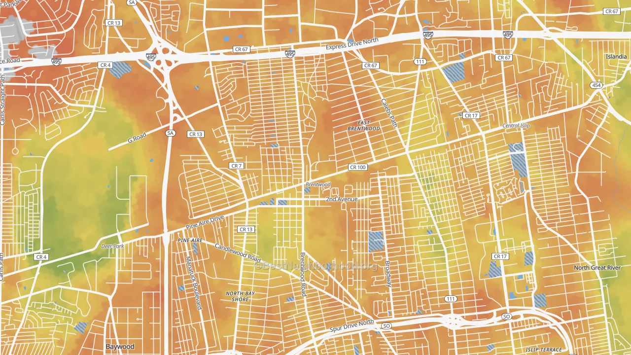 Bike Grade map of 11717, NY