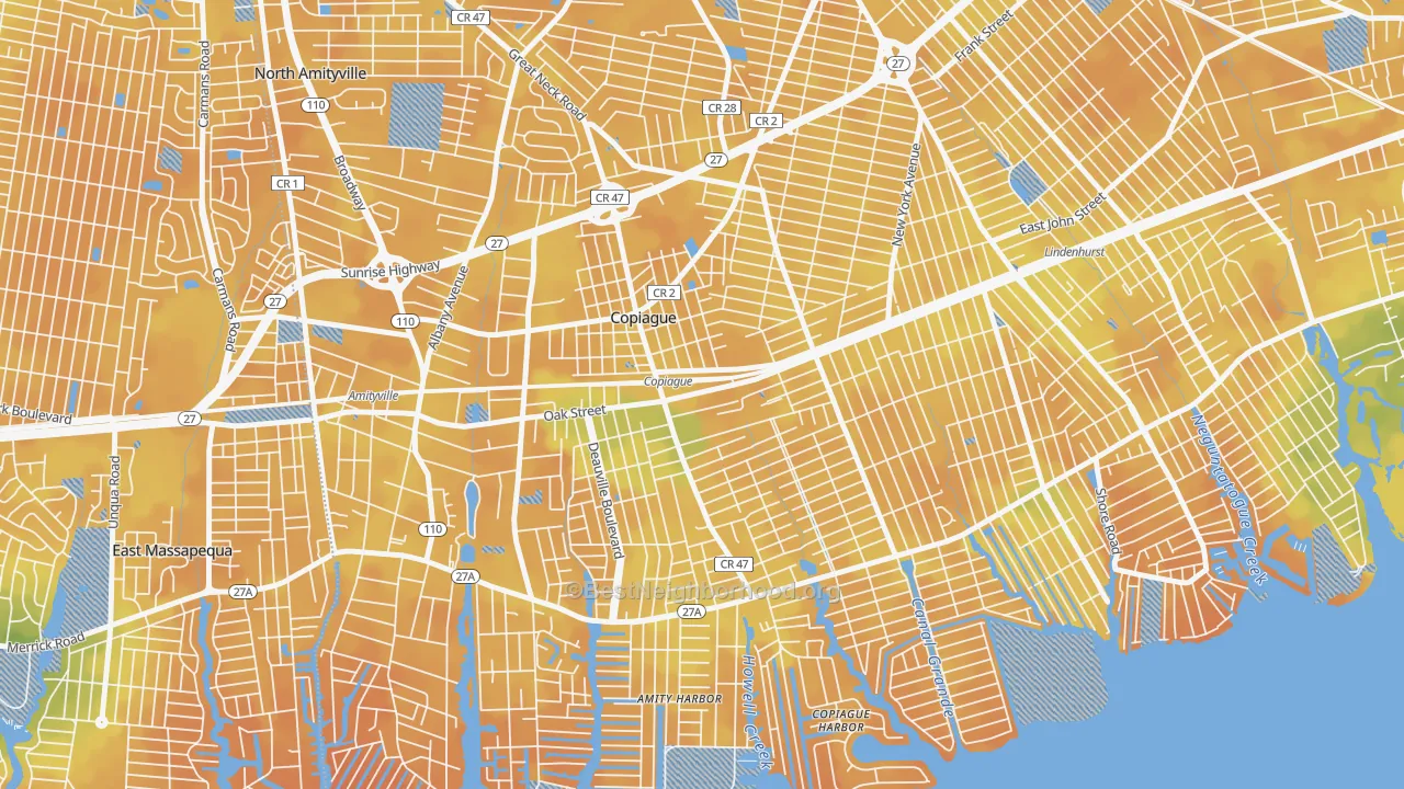 Bike Grade map of 11726, NY