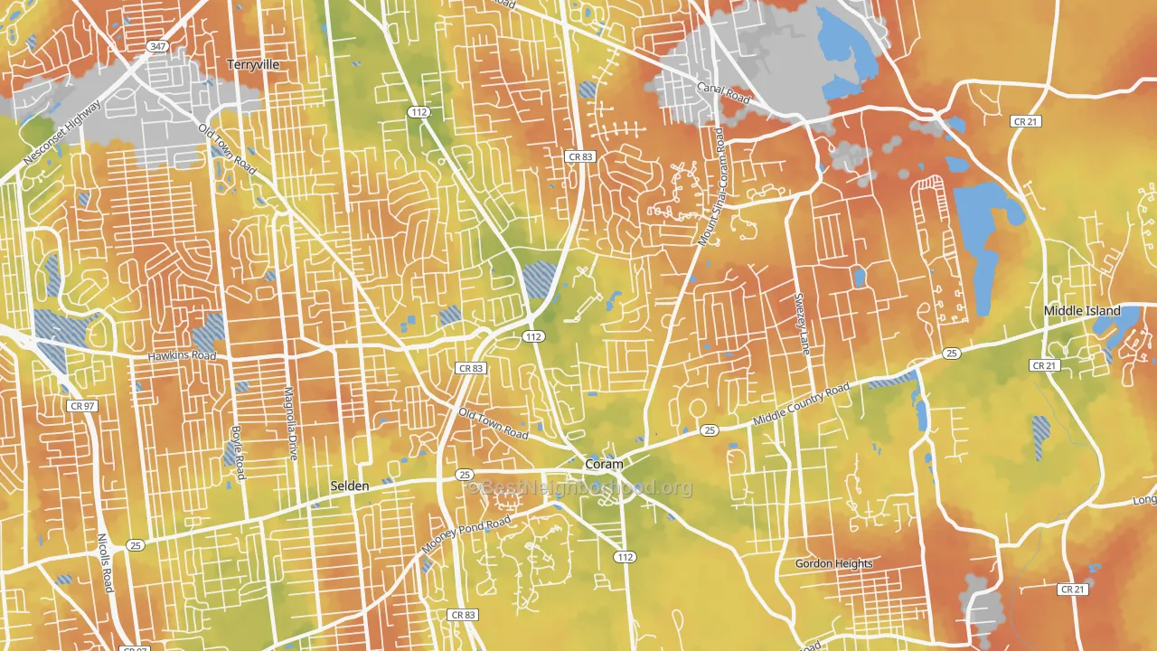 Bike Grade map of 11727, NY