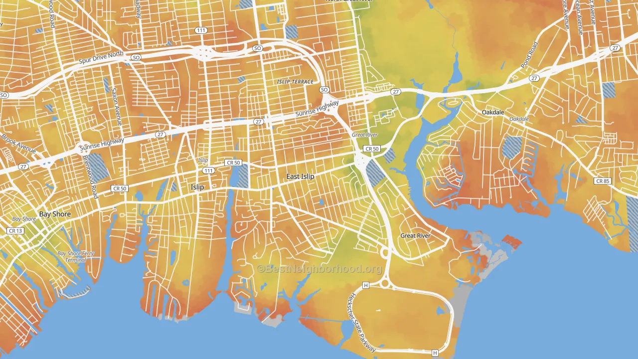 Bike Grade map of 11730, NY
