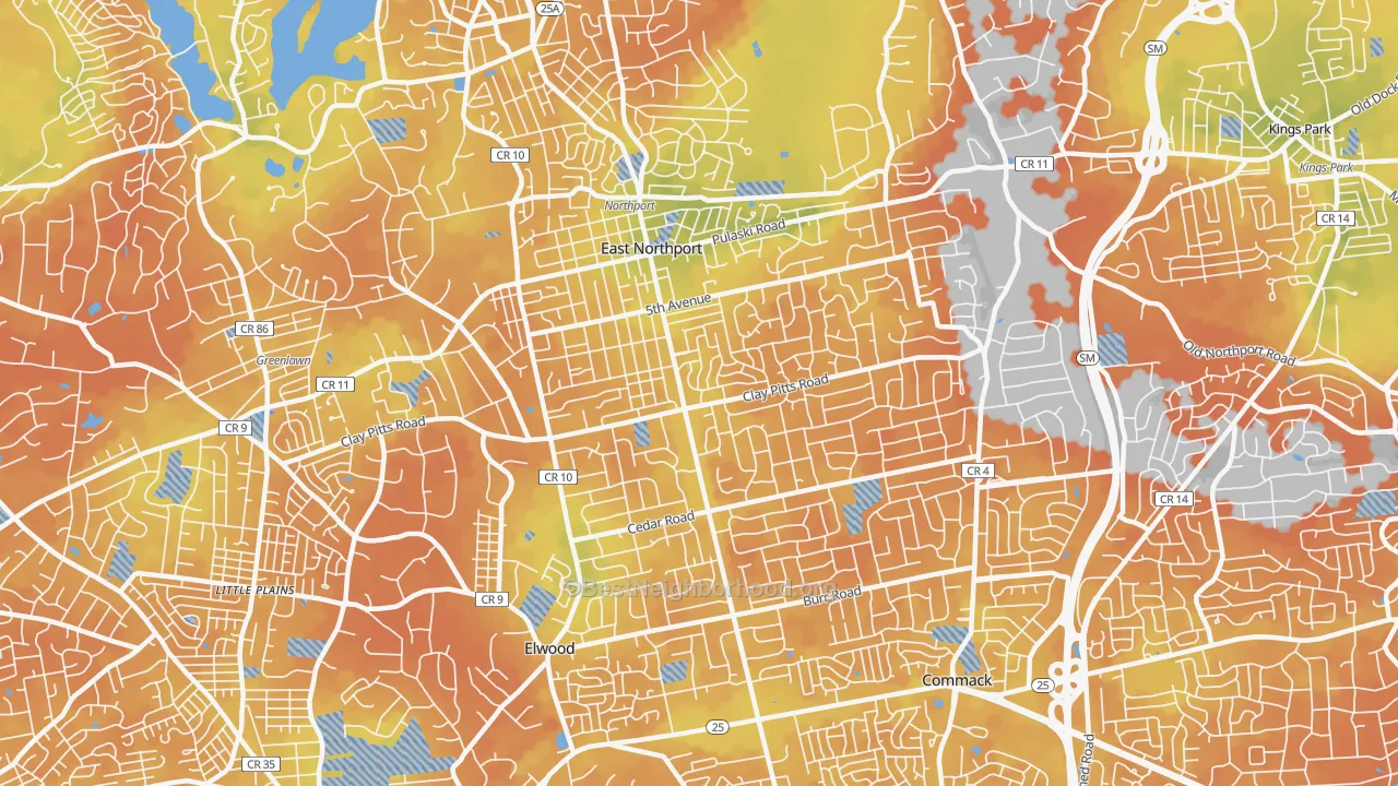 Bike Grade map of 11731, NY