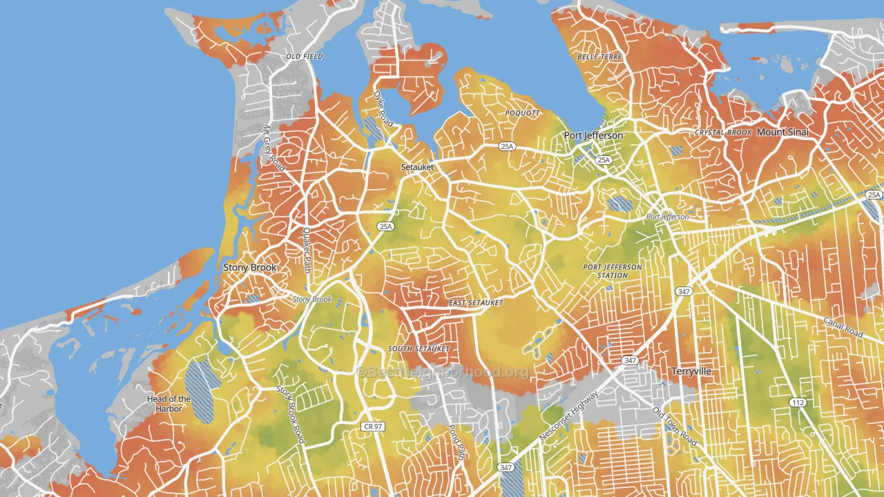 Bike Grade map of 11733, NY