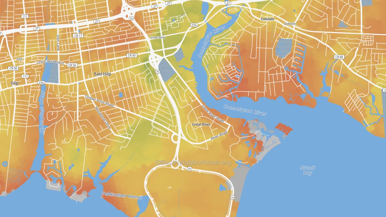 Bike Grade map of 11739, NY
