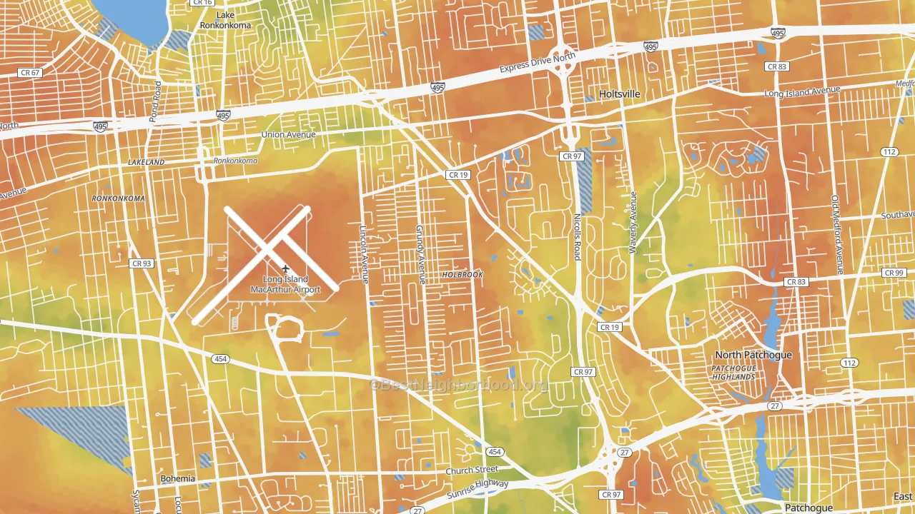 Bike Grade map of 11741, NY