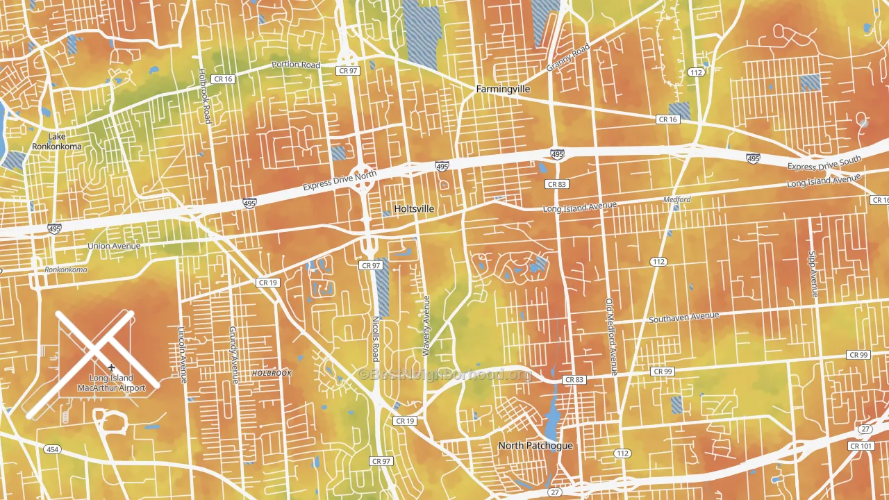 Bike Grade map of 11742, NY