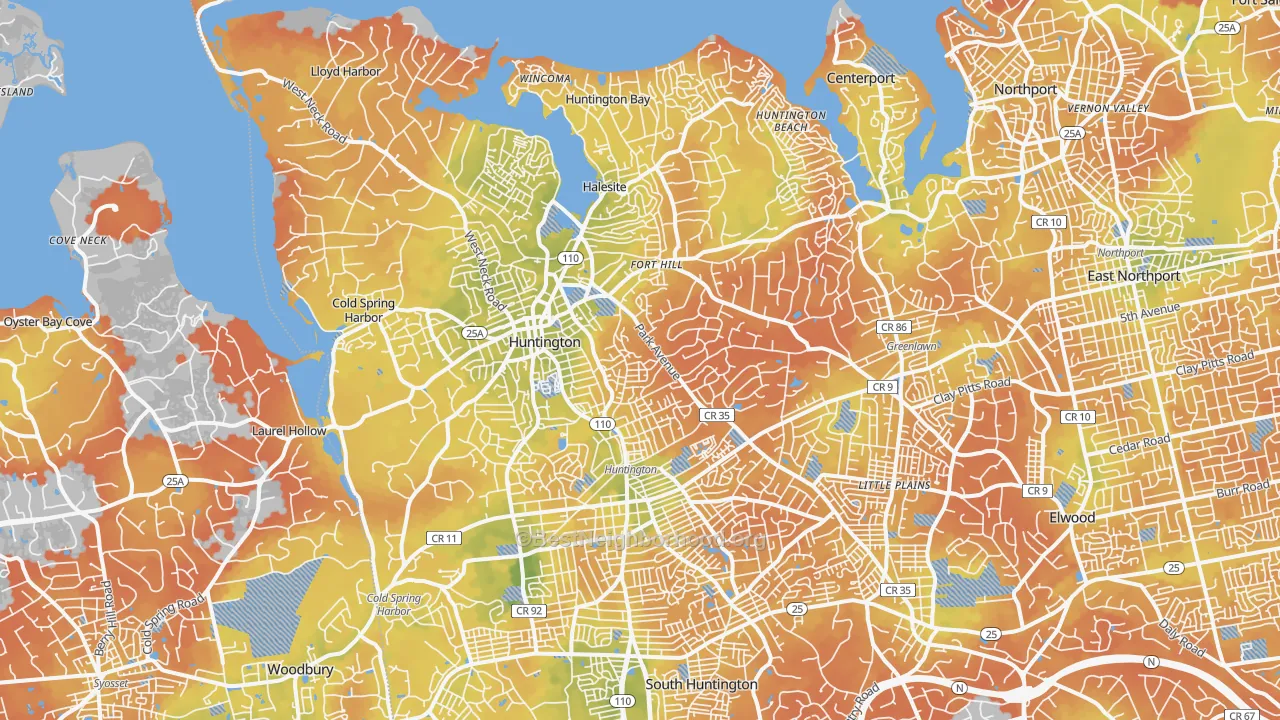 Bike Grade map of 11743, NY