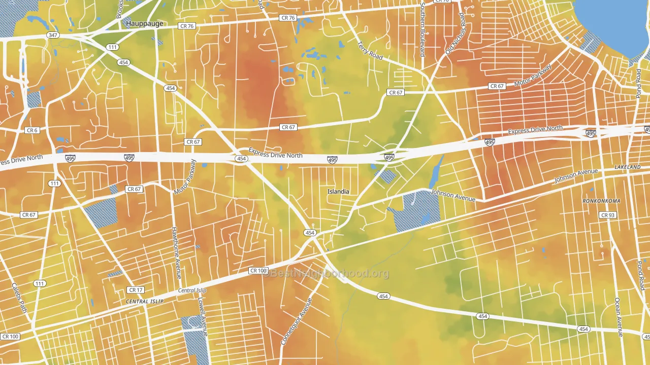 Bike Grade map of 11749, NY