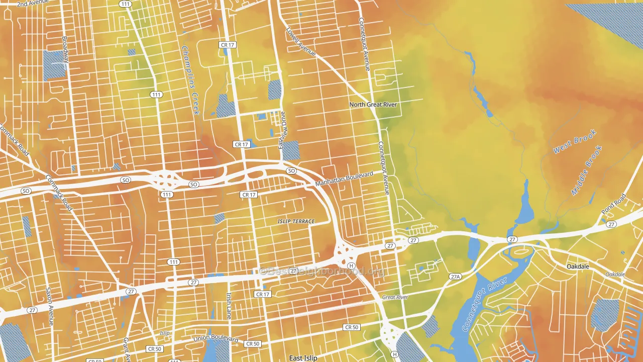 Bike Grade map of 11752, NY