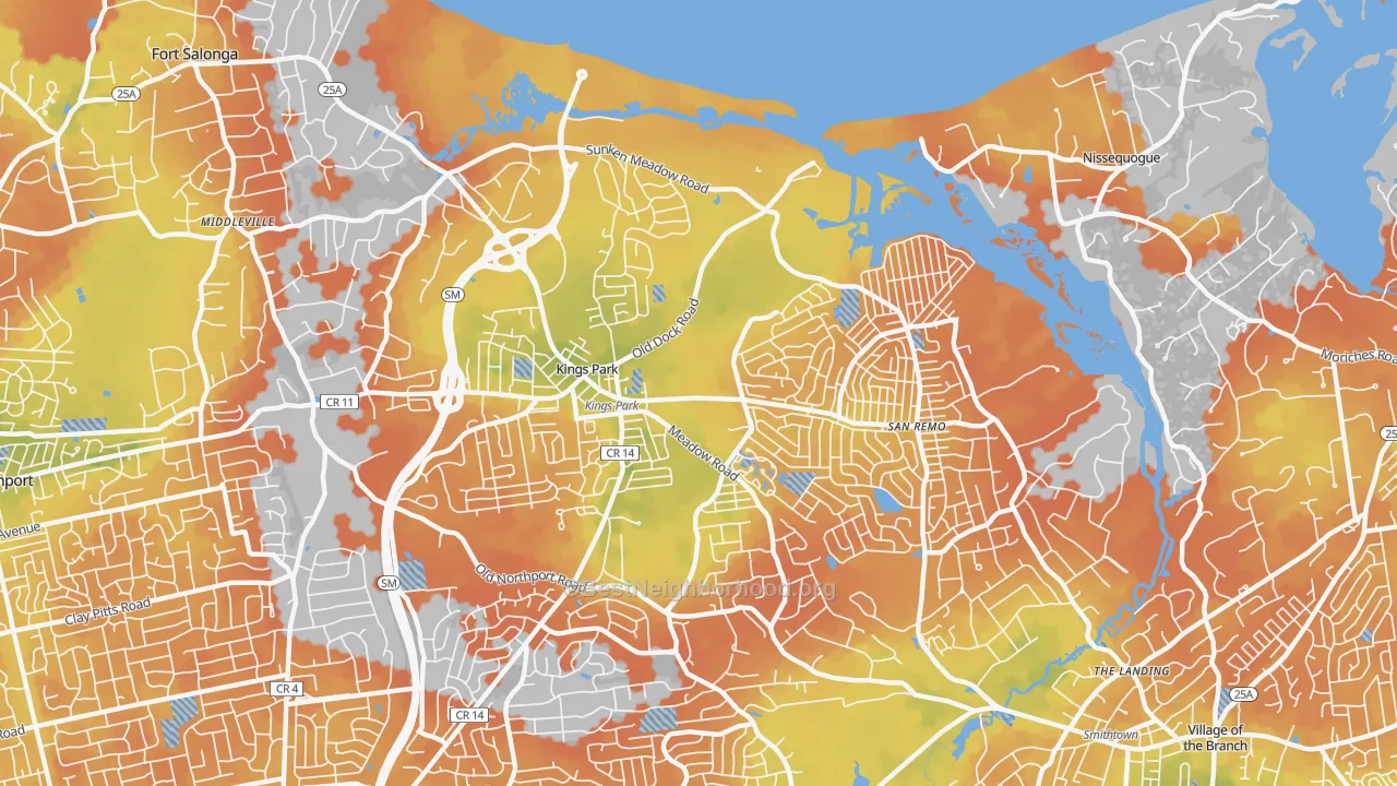 Bike Grade map of 11754, NY