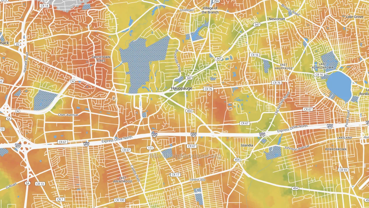 Bike Grade map of 11788, NY
