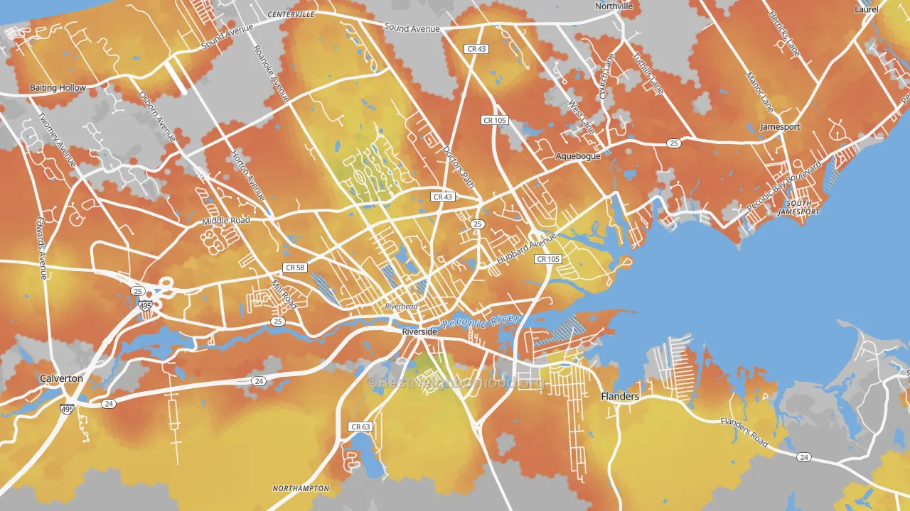 Bike Grade map of 11901, NY