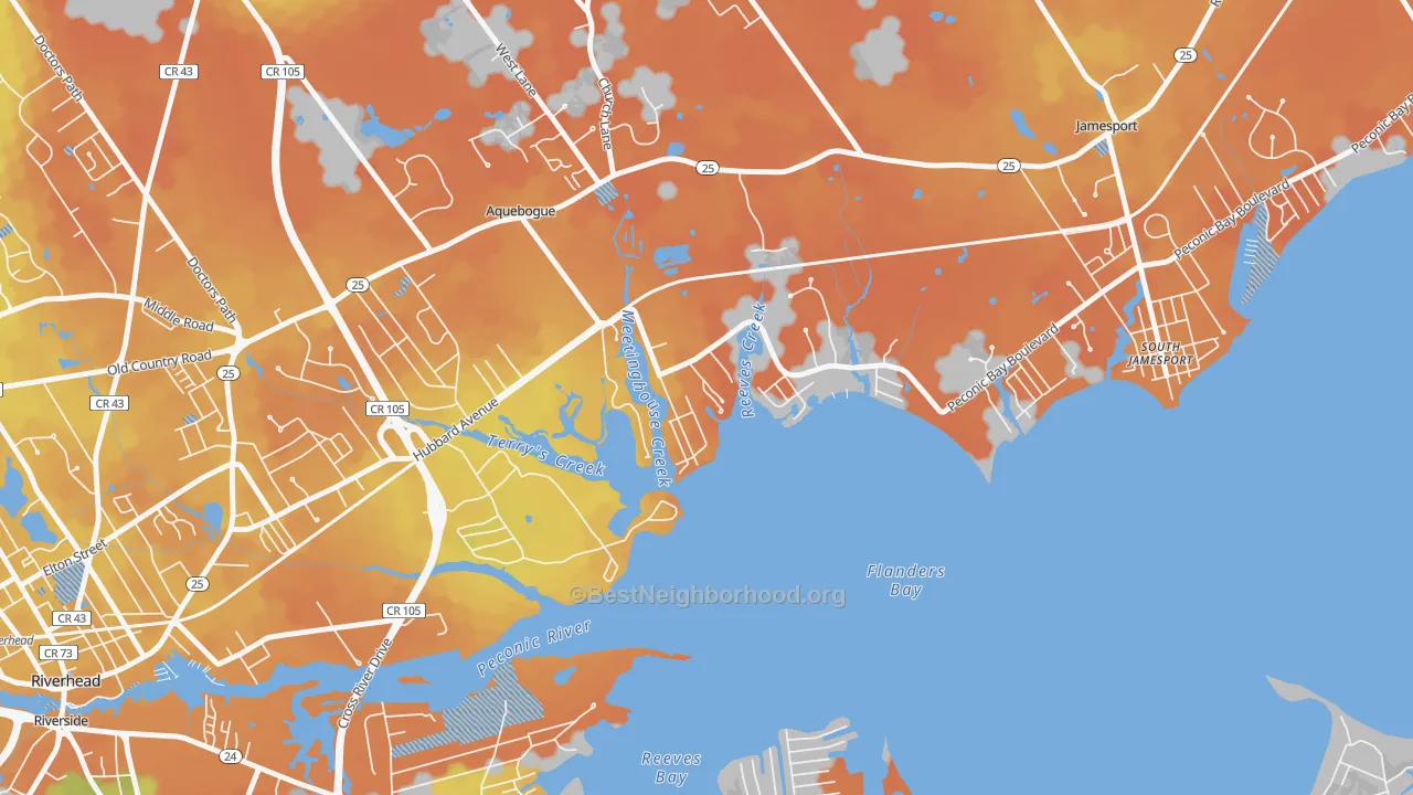 Bike Grade map of 11931, NY