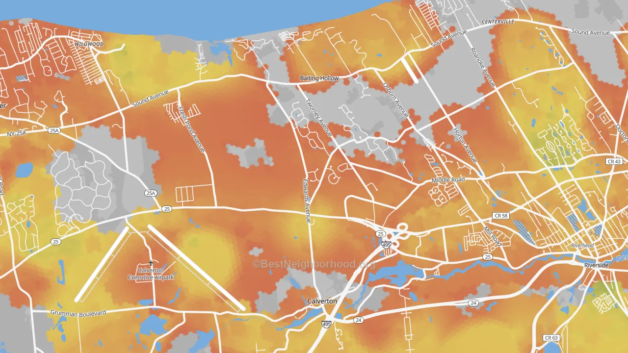 Bike Grade map of 11933, NY