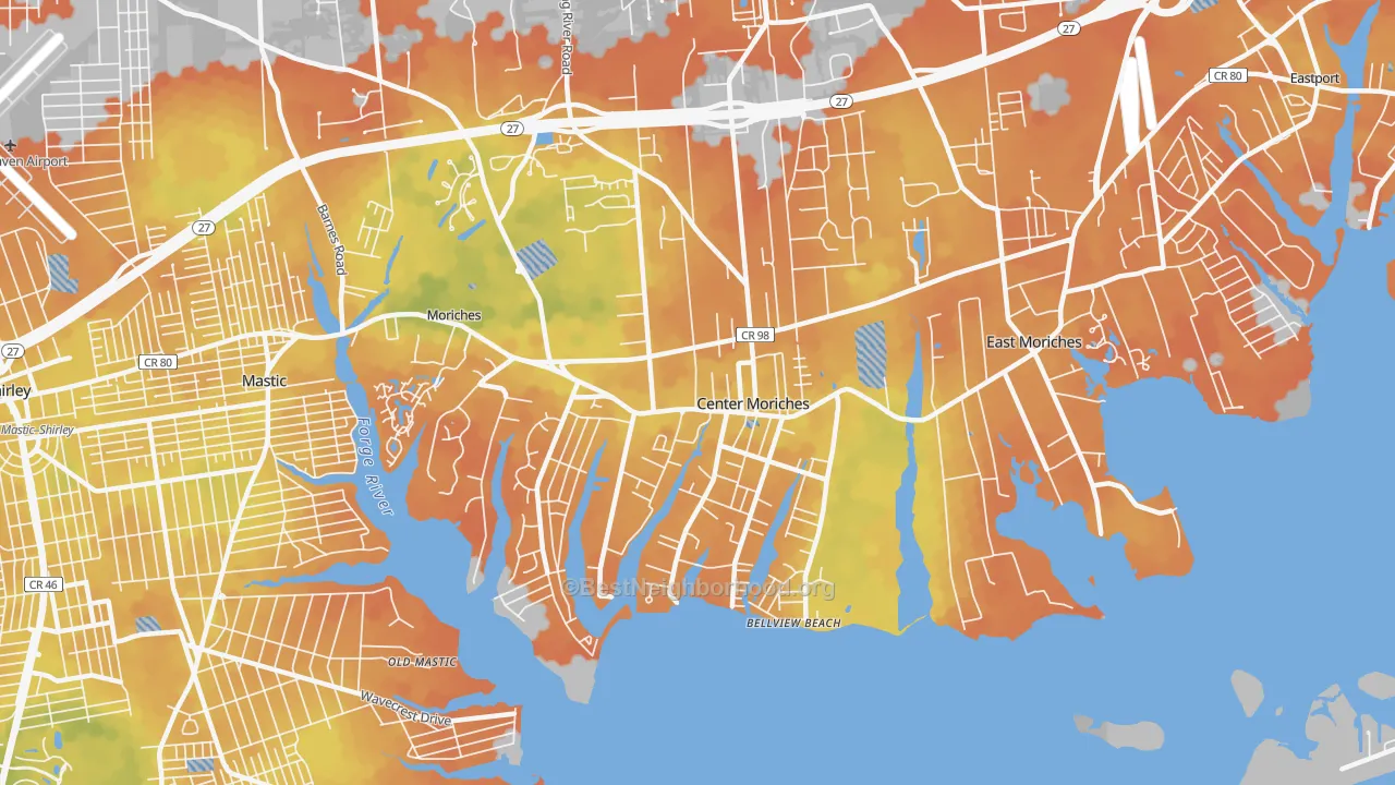 Bike Grade map of 11934, NY