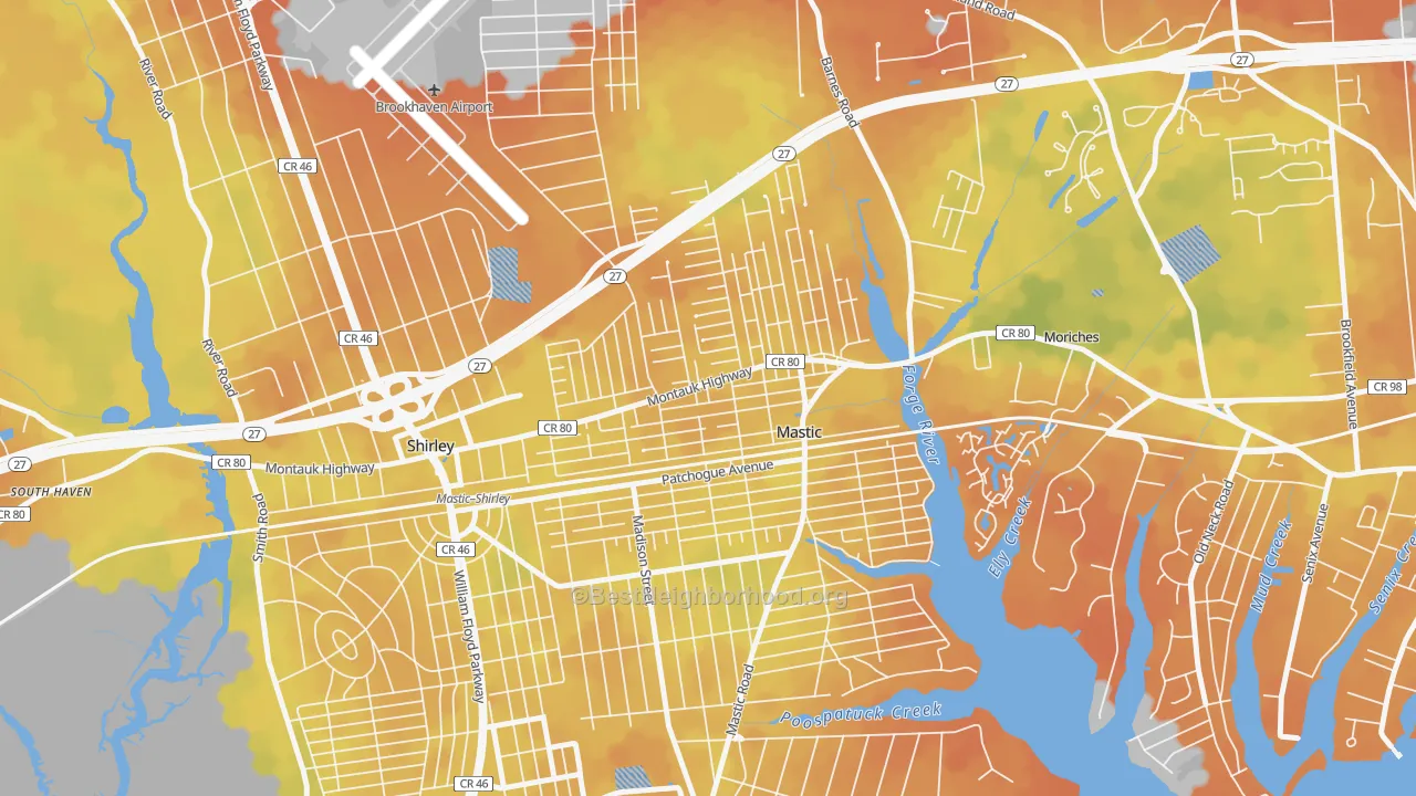 Bike Grade map of 11950, NY