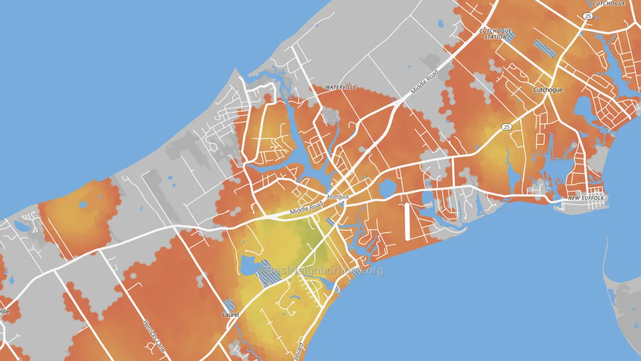 Bike Grade map of 11952, NY