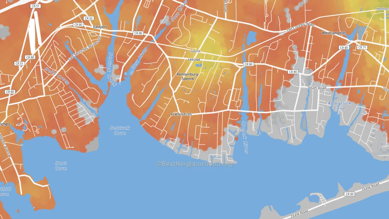 Bike Grade map of 11960, NY